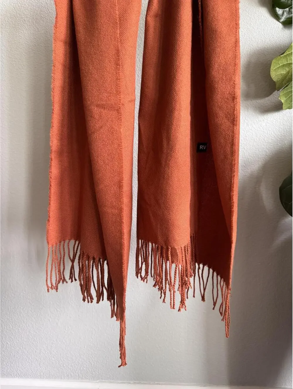 Reclaimed Vintage Chocolate Terracotta Blanket Scarf Fringe Oversized Unisex